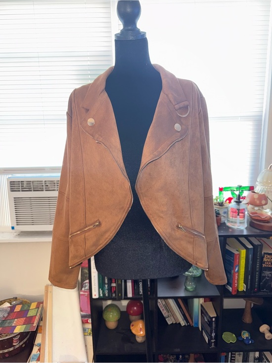 Coco And Shay Jackets & Blazers - Classic Women's Brown Faux-Suede Moto Jacket